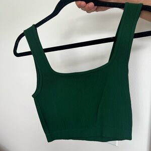 Zara Forest Green Ribbed Tank Top